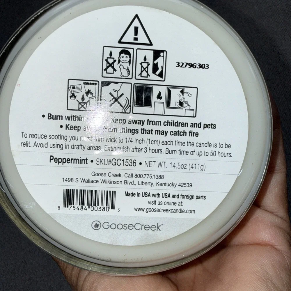 Goose Creek Peppermint 3 Wick Jar Candle 14.5 oz Christmas Tree